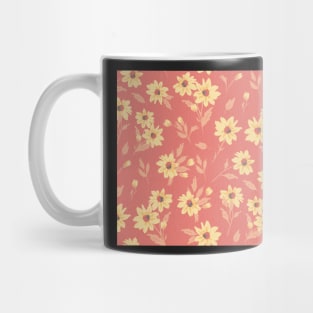 The cute flower pattern in light yellow and peach fresh spring colours Mug